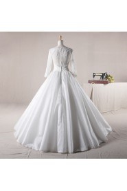 Organza Jewel Neckline Floor Length Ball Gown Dress with Sequins