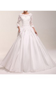 Organza Jewel Neckline Floor Length Ball Gown Dress with Sequins