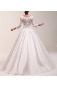 Organza Jewel Neckline Floor Length Ball Gown Dress with Sequins