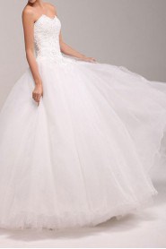 Net Sweetheart Floor Length Ball Gown Dress with Pearls