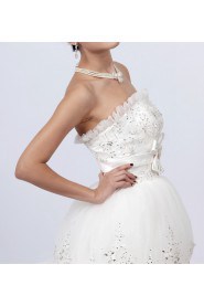 Net Scoop Neckline Floor Length Ball Gown Dress with Crystal