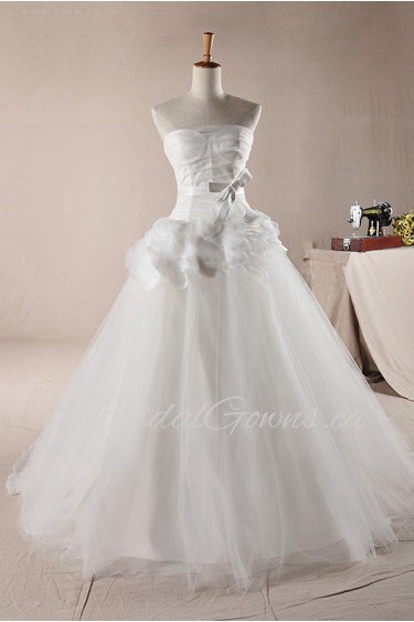 Net Strapless Ball Gown Dress