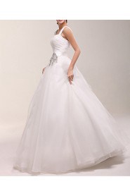 Organza Square Neckline Floor Length Ball Gown Dress with Sequins