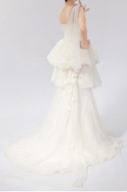 Organza One Shoulder Ball Gown Dress with Crystal