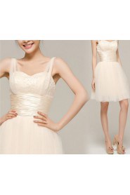 Satin Straps Neckline Short Corset Dress with Beading