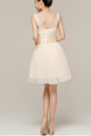 Satin Straps Neckline Short Corset Dress with Beading