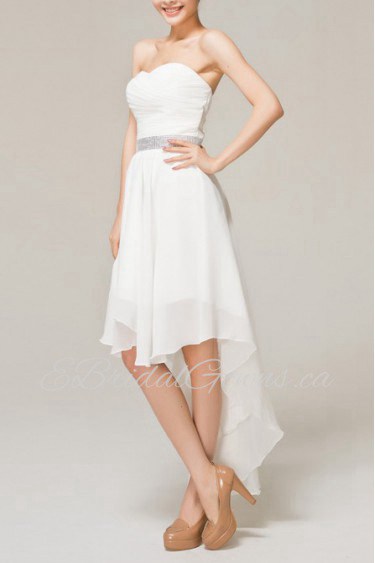 Chiffon Sweetheart Short A-line Dress with Crystal