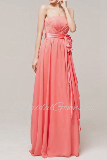 Chiffon Strapless Floor Length Empire Dress