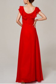 Chiffon V-neck Floor Length Empire Dress with Crystal