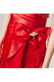 Satin One Shoulder Floor Length A-line Dress with Sequins