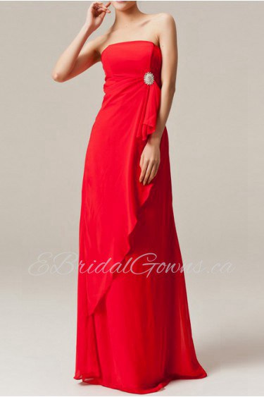 Chiffon Strapless Floor Length Empire Dress