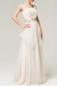 Organza Square Neckline Floor Length A-line Dress with Crystal