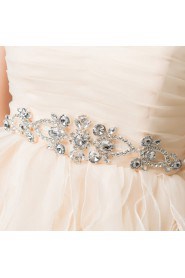 Organza Strapless Short Dress with Crystal