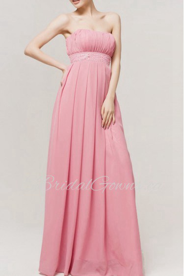 Chiffon Scoop Neckline Floor Length Empire Dress with Sequins