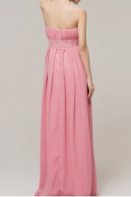 Chiffon Scoop Neckline Floor Length Empire Dress with Sequins