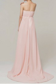 Chiffon Strapless Floor Length Empire Dress with Crystal