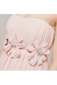 Chiffon Strapless Floor Length Empire Dress with Crystal