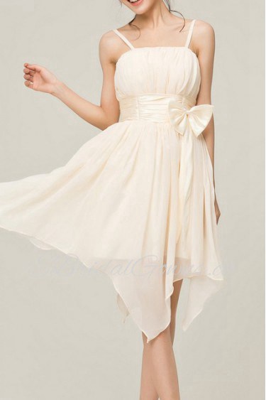 Chiffon Spaghetti Neckline Short Corset Dress with Bow