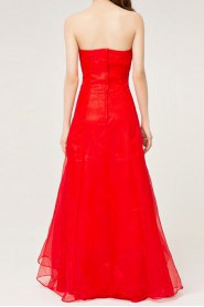 Tulle Strapless Floor Length A-line Dress with Sequins