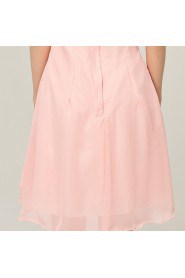 Chiffon Square Neckline Short A-line Dress with Bow