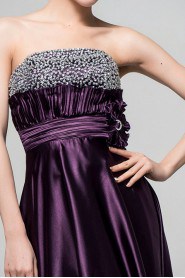 Charmeuse Strapless Floor Length Empire Dress with Sequins