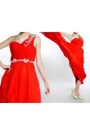 Silk One Shoulder Floor Length A-line Dress with Sequins