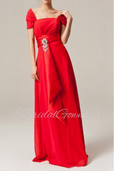 Chiffon Off-the-Shoulder Floor Length A-line Dress