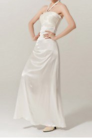 Silk Halter Ankle-Length A-line Dress