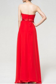 Chiffon Strapless Floor Length Empire Dress with Handmade Flowers