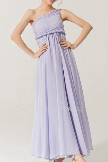 Chiffon One Shoulder Ankle-Length Empire Dress