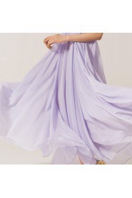 Chiffon One Shoulder Ankle-Length Empire Dress