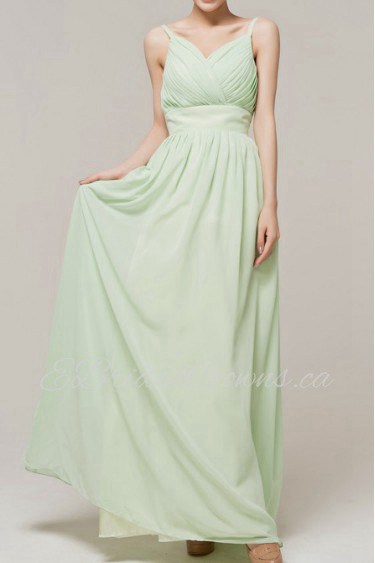 Chiffon Straps Neckline Floor Length Empire Dress