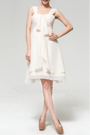 Chiffon Straps Neckline Short Dress