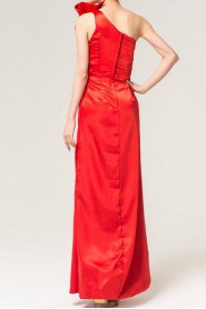 Charmeuse One Shoulder Floor Length Column Dress