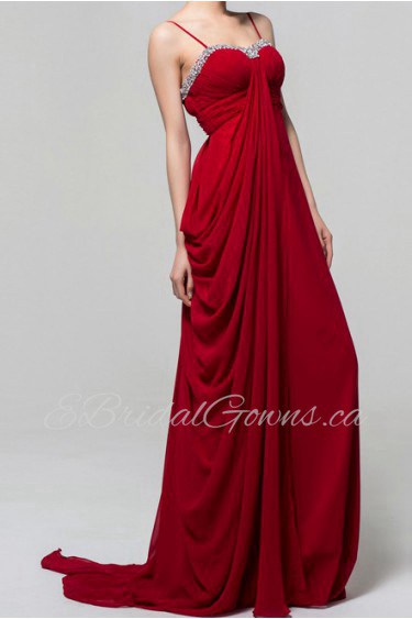 Charmeuse Spaghetti Neckline Empire Dress with Beading