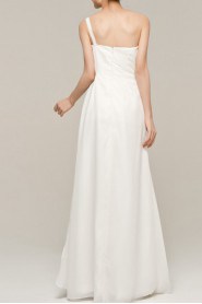 Chiffon One Shoulder Floor Length A-line Dress with Sequins