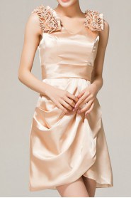 Satin Straps Neckline Short A-line Dress