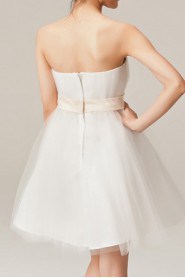 Net Strapless Short A-line Dress with Bow