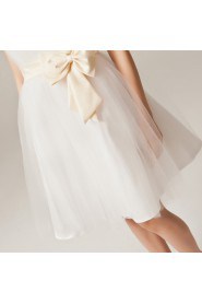 Net Strapless Short A-line Dress with Bow