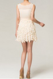 Chiffon Jewel Neckline Short Corset Dress with Beading