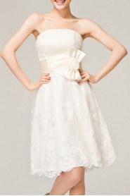 Lace Strapless Short A-line Dress with Bow