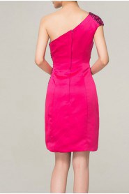 Chiffon One Shoulder Short Dress with Crystal