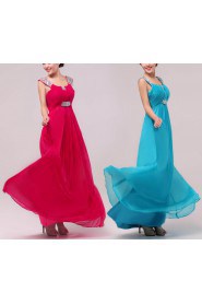 Satin and Chiffon Straps Neckline Floor Length Empire Dress with Sequins