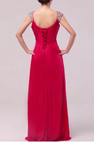 Satin and Chiffon Straps Neckline Floor Length Empire Dress with Sequins