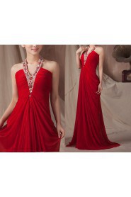 Silk V-neck Column Dress with Beading