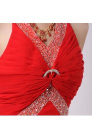 Chiffon Halter Floor Length Empire Dress with Beading