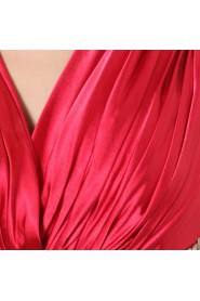 Satin V-neck Floor Length Corset Dress with Sequins