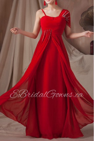 Chiffon Straps Neckline Floor Length Empire Dress with Sequins