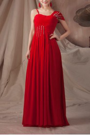 Chiffon Straps Neckline Floor Length Empire Dress with Sequins