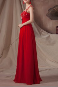 Chiffon Straps Neckline Floor Length Empire Dress with Sequins